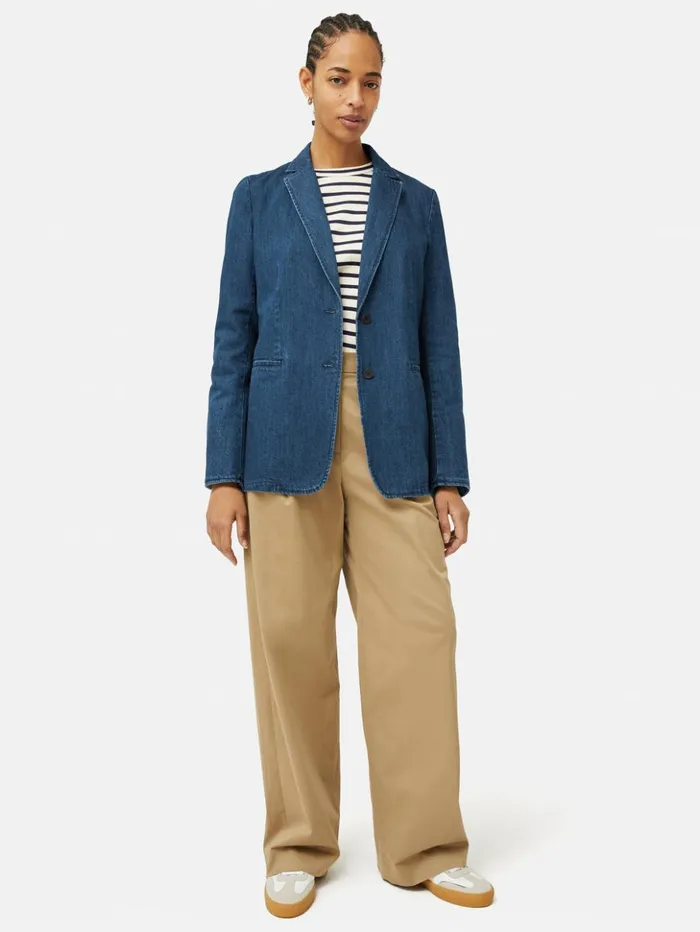 Jigsaw Denim Tailored Jacket Indigo Women Coats and Jackets