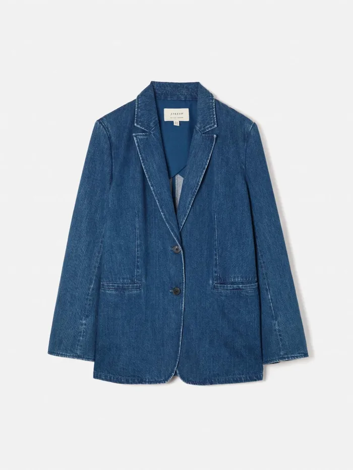 Jigsaw Denim Tailored Jacket Indigo Women Coats and Jackets