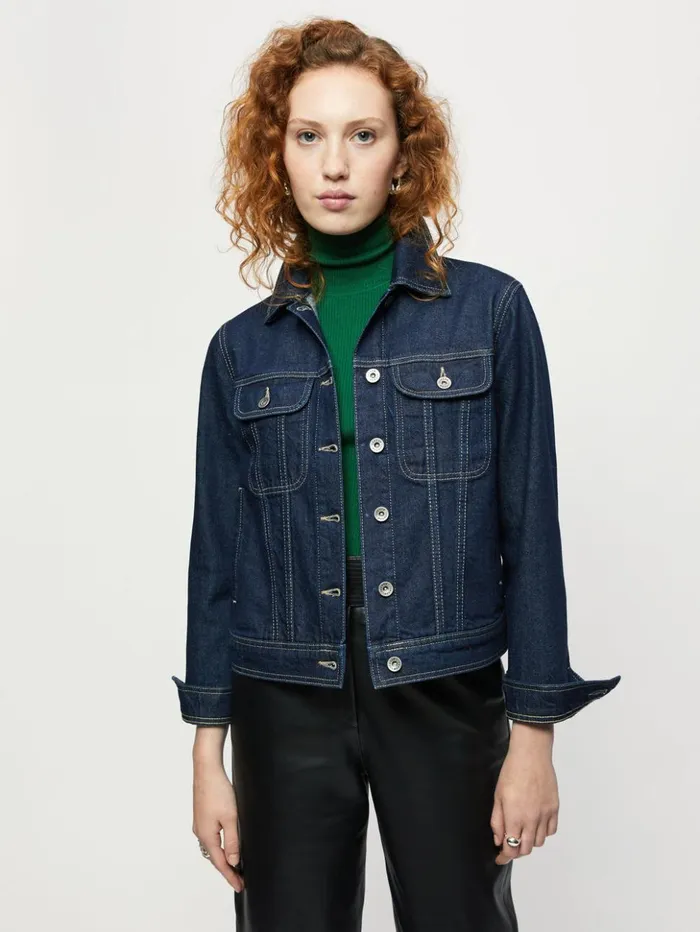 Jigsaw Denim Trucker Jacket Indigo Women Coats and Jackets