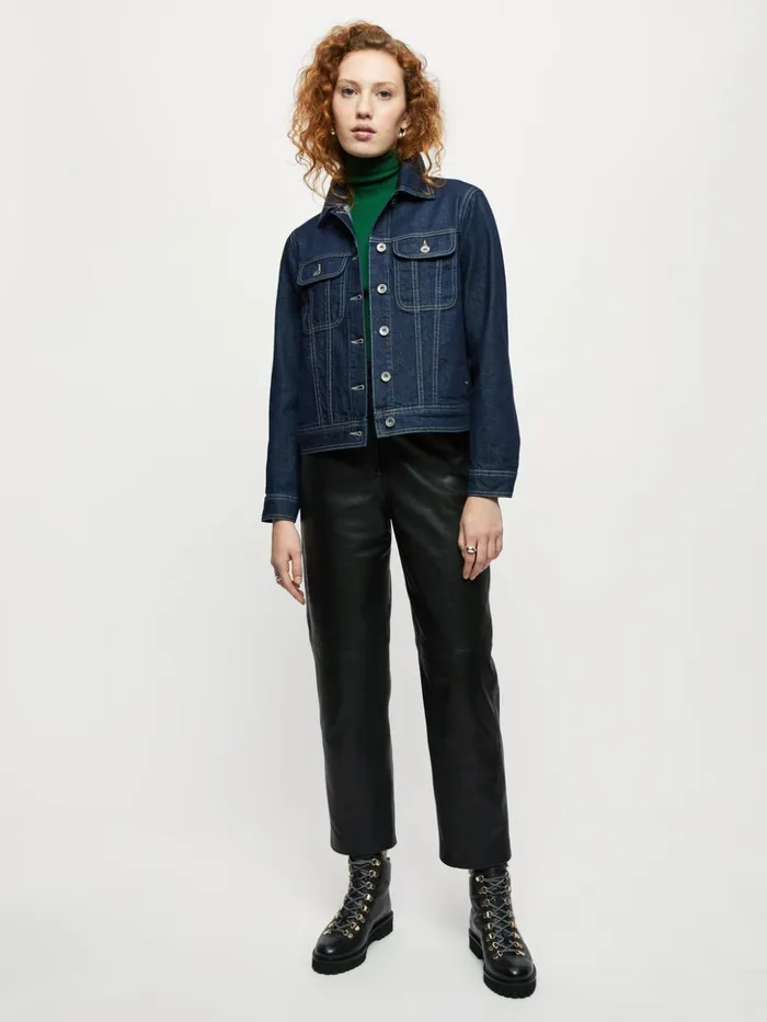 Jigsaw Denim Trucker Jacket Indigo Women Coats and Jackets