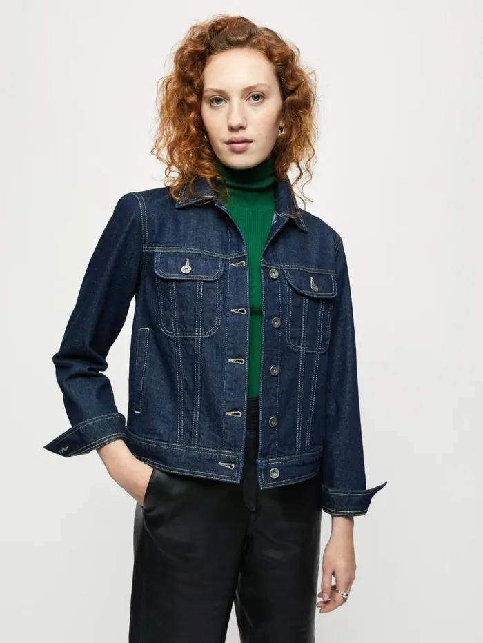 Jigsaw Denim Trucker Jacket Indigo Women Coats and Jackets