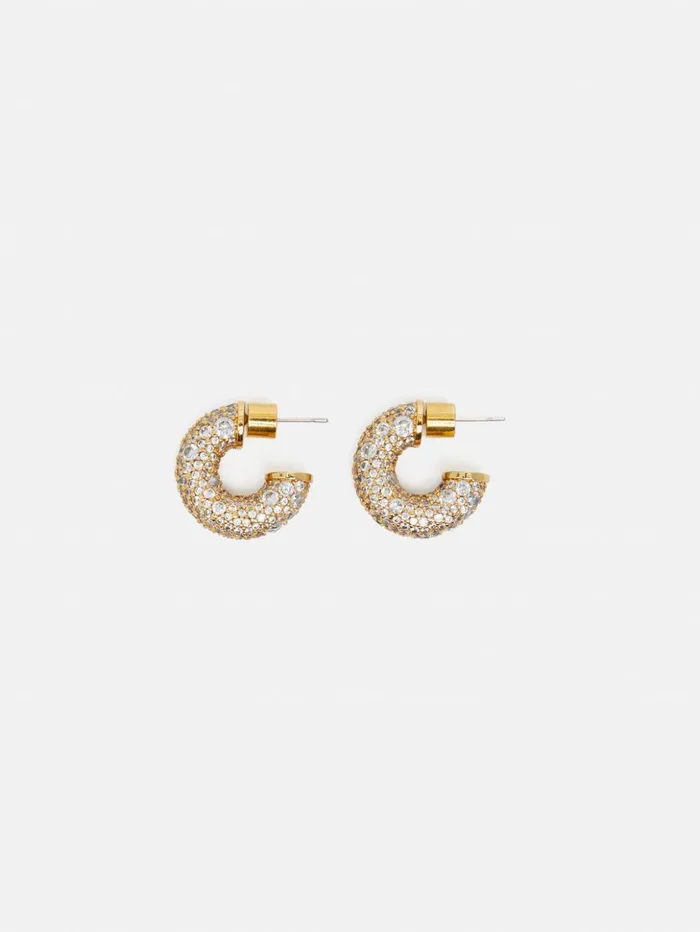 Jigsaw Diamante Hoop Earrings Gold Women Jewellery