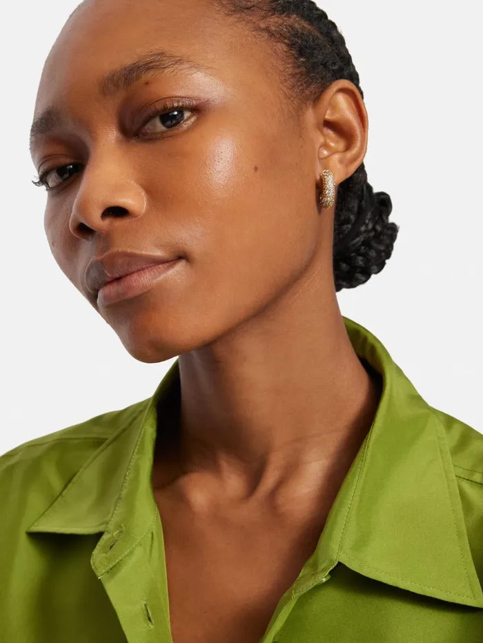 Jigsaw Diamante Hoop Earrings Gold Women Jewellery