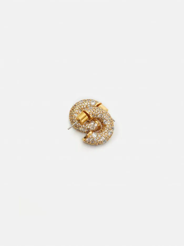 Jigsaw Diamante Hoop Earrings Gold Women Jewellery