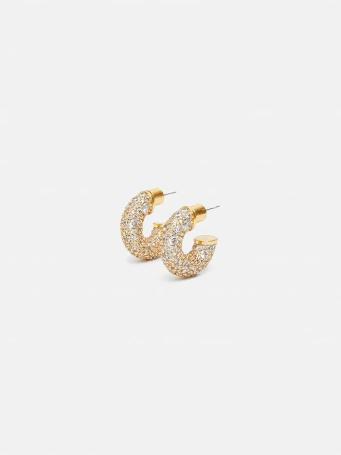 Jigsaw Diamante Hoop Earrings Gold Women Jewellery