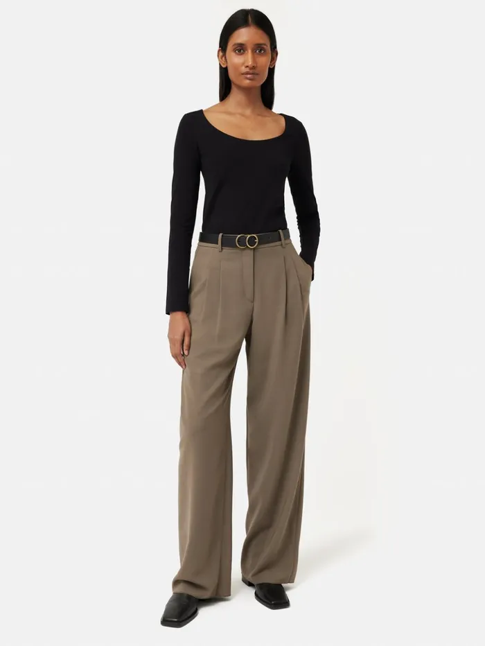 Jigsaw Double Front Ballet Neck Top Black Women Shirts and Tops