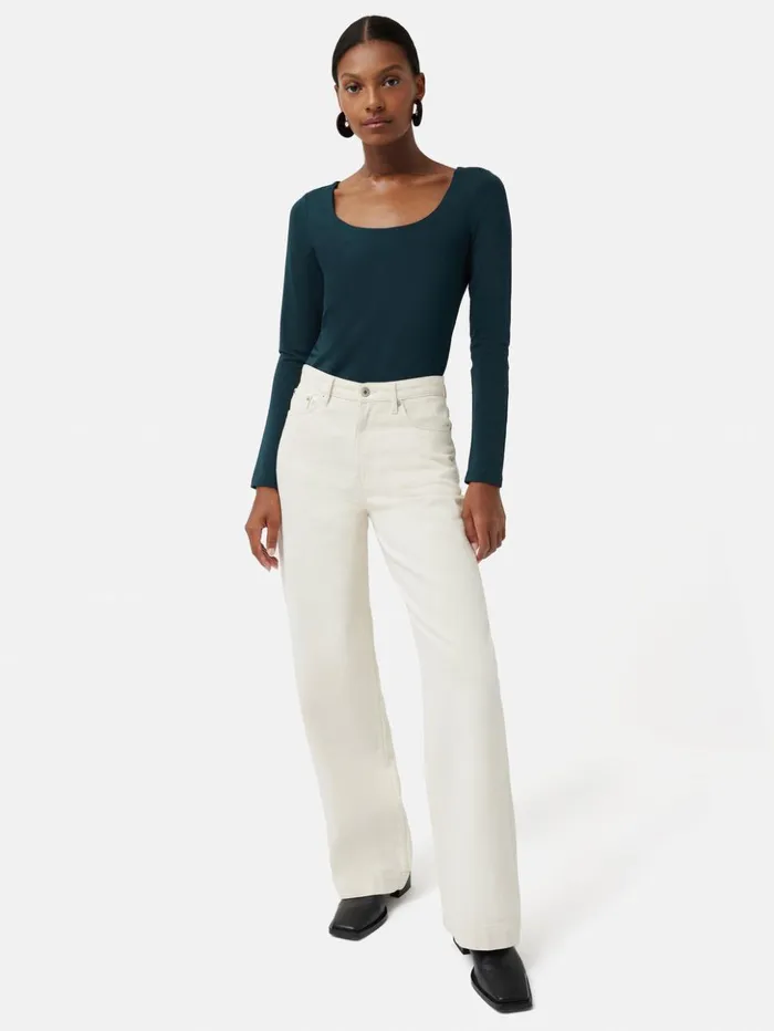 Jigsaw Double Front Ballet Neck Top Eucalyptus Women Shirts and Tops