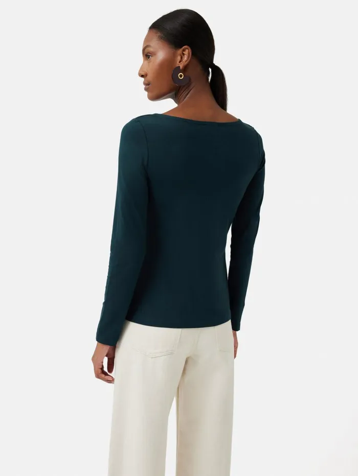 Jigsaw Double Front Ballet Neck Top Eucalyptus Women Shirts and Tops