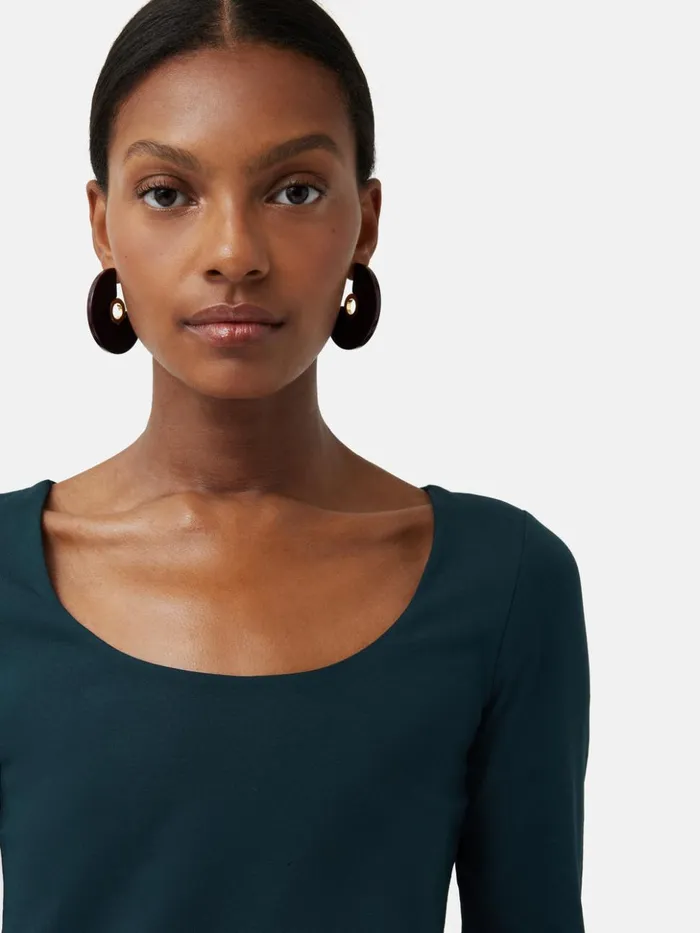 Jigsaw Double Front Ballet Neck Top Eucalyptus Women Shirts and Tops