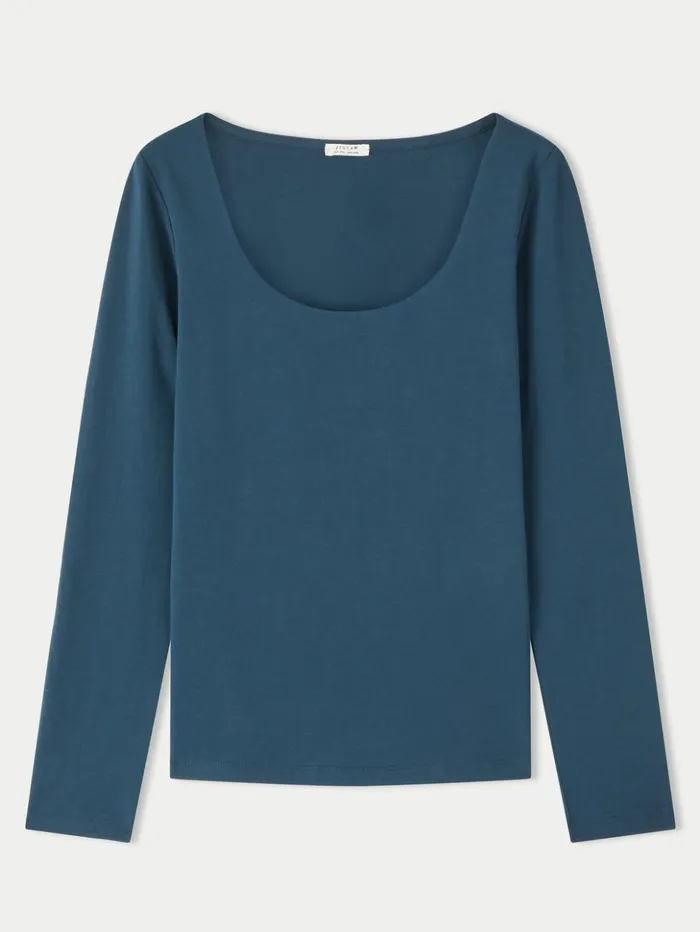 Jigsaw Double Front Ballet Neck Top Eucalyptus Women Shirts and Tops