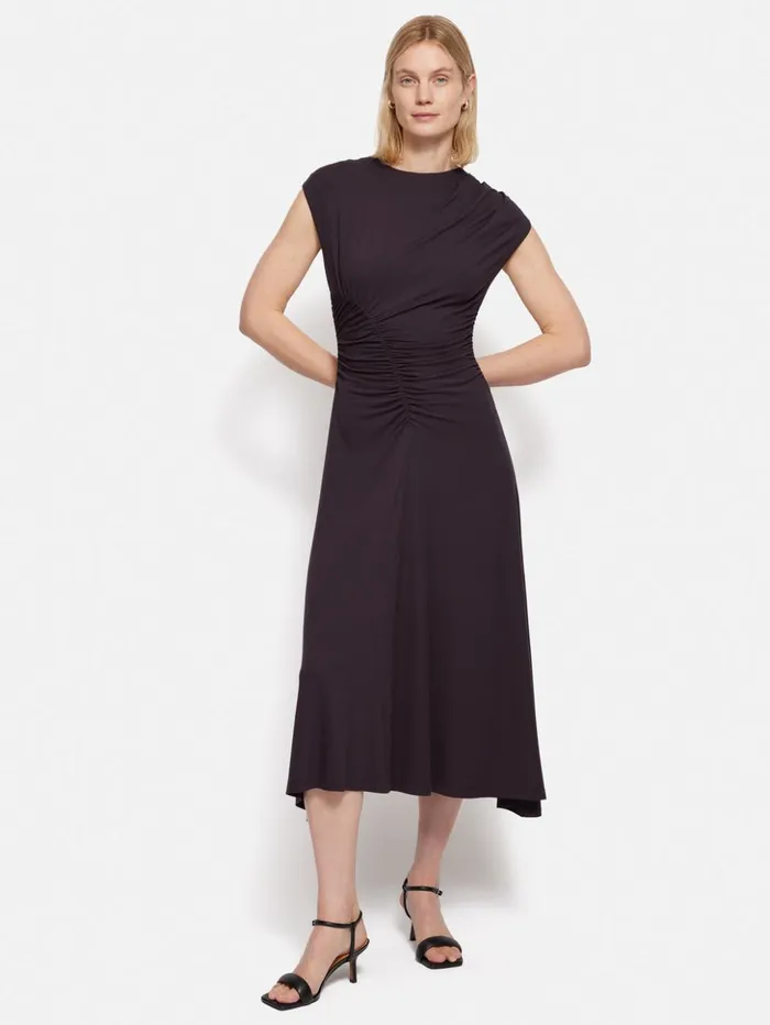Jigsaw Drape Pleat Jersey Dress Purple Women Dresses and Jumpsuits