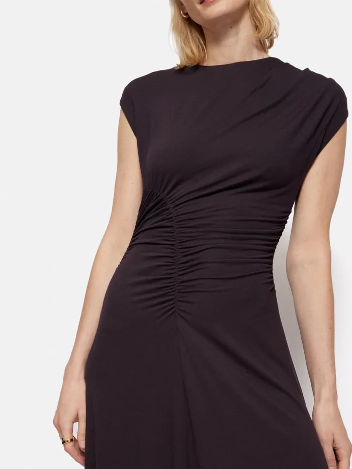 Jigsaw Drape Pleat Jersey Dress Purple Women Dresses and Jumpsuits