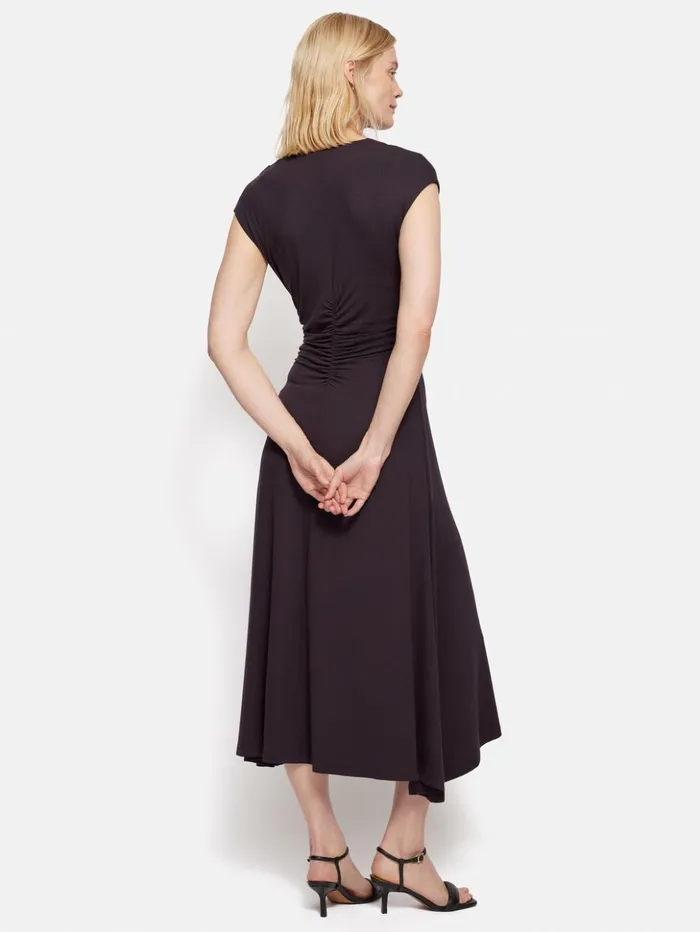 Jigsaw Drape Pleat Jersey Dress Purple Women Dresses and Jumpsuits