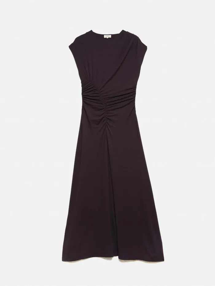 Jigsaw Drape Pleat Jersey Dress Purple Women Dresses and Jumpsuits