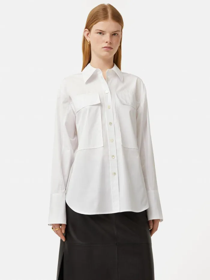 Jigsaw Drawstring Oversized Shirt White Women Shirts and Tops
