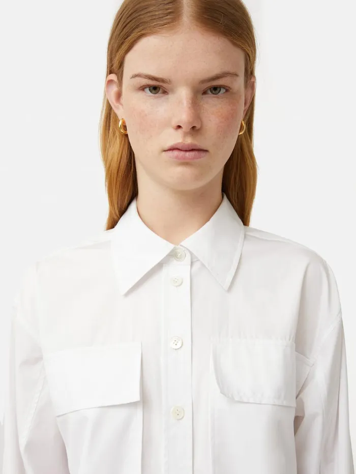 Jigsaw Drawstring Oversized Shirt White Women Shirts and Tops