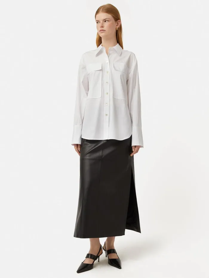 Jigsaw Drawstring Oversized Shirt White Women Shirts and Tops