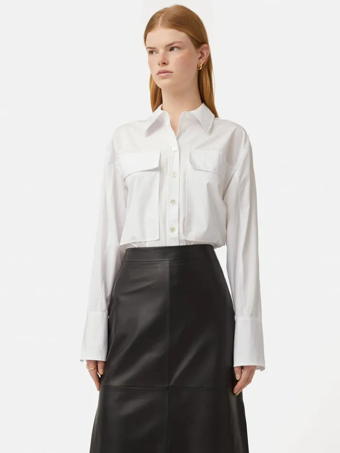 Jigsaw Drawstring Oversized Shirt White Women Shirts and Tops