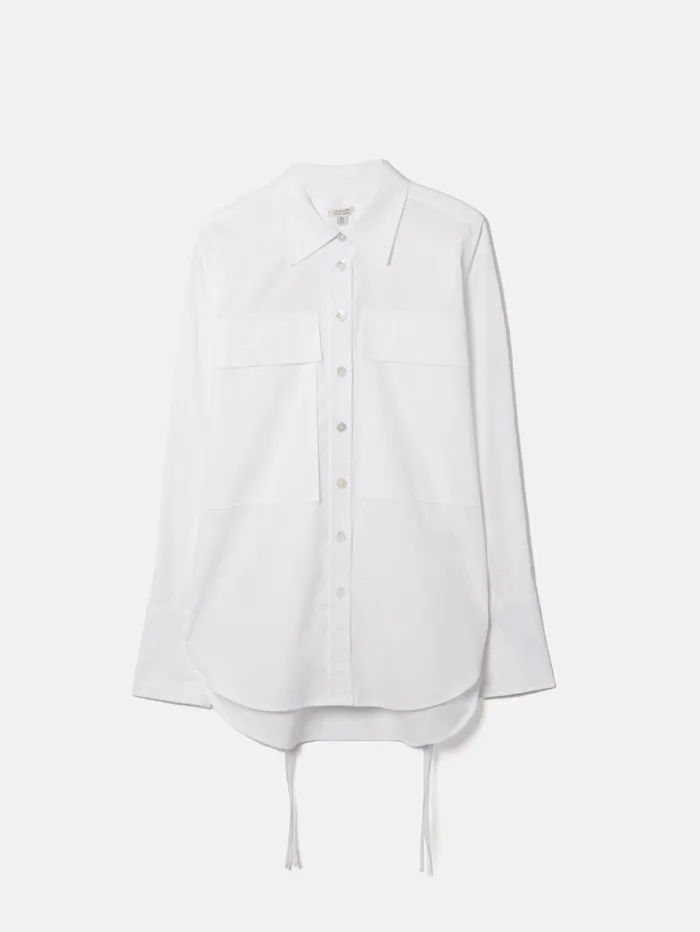 Jigsaw Drawstring Oversized Shirt White Women Shirts and Tops