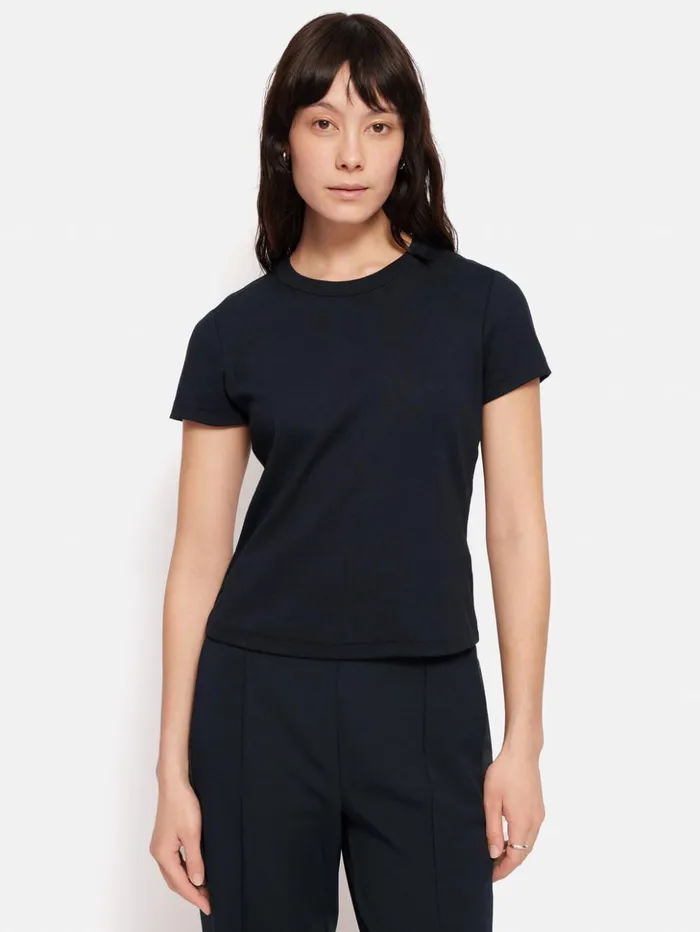 Jigsaw Fine Cotton Tee Navy Women Shirts and Tops