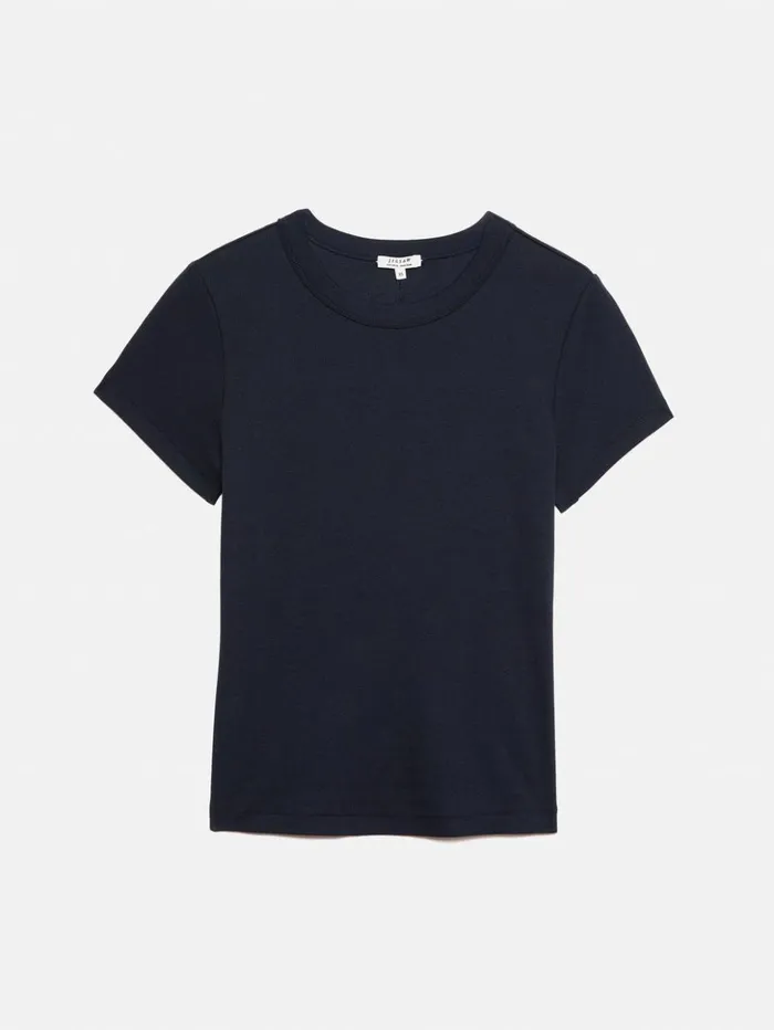 Jigsaw Fine Cotton Tee Navy Women Shirts and Tops