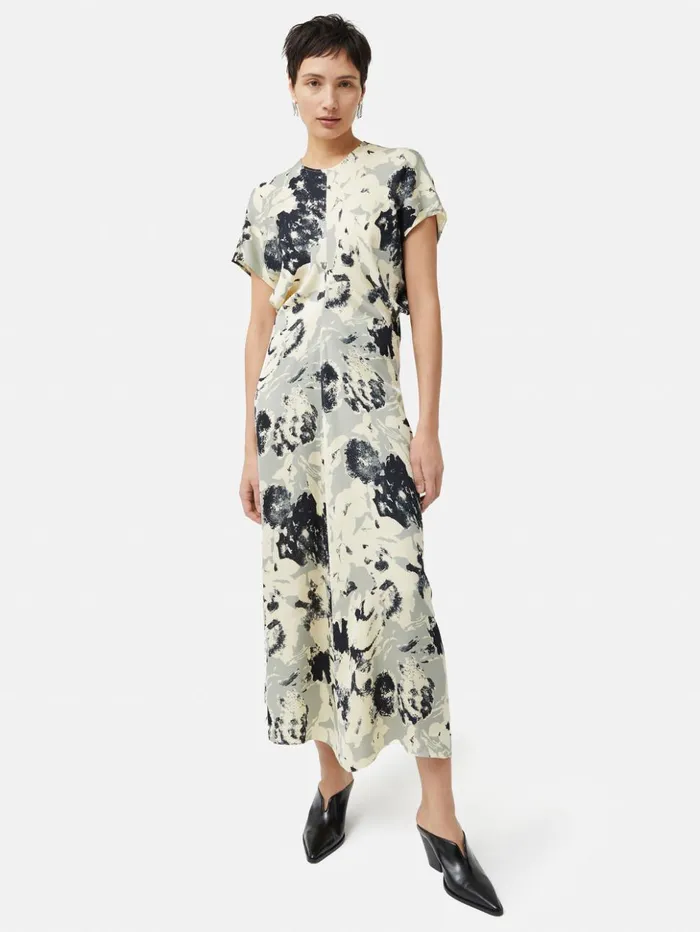 Jigsaw Floral Echo Dress Grey Women Dresses and Jumpsuits