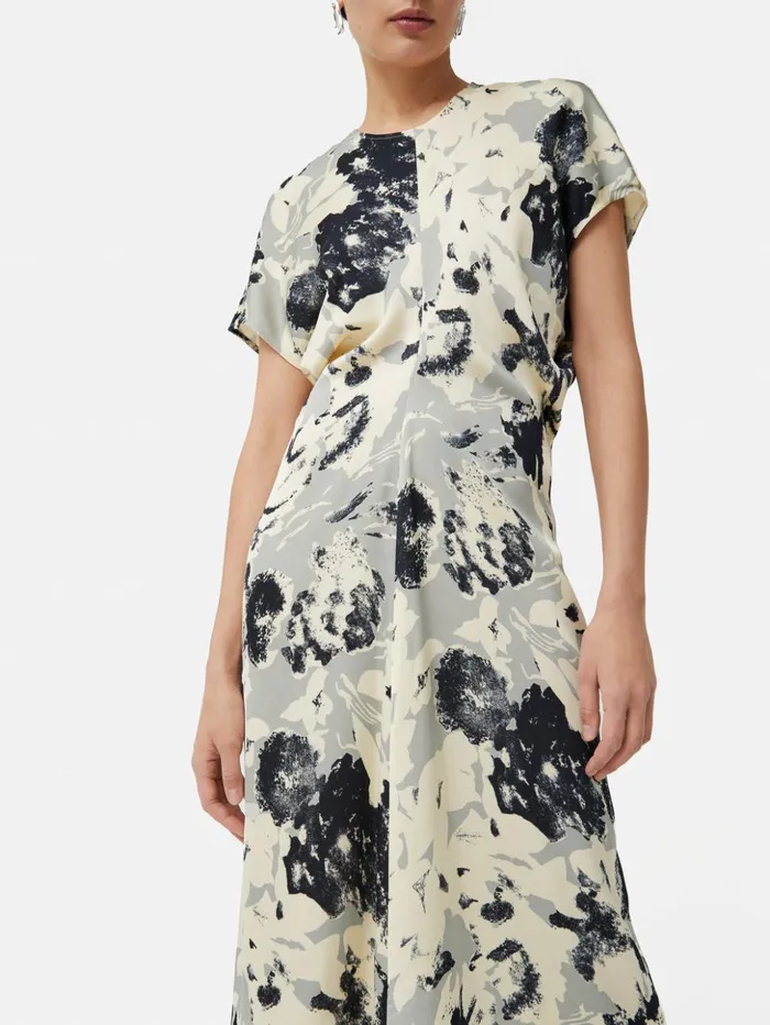 Jigsaw Floral Echo Dress Grey Women Dresses and Jumpsuits
