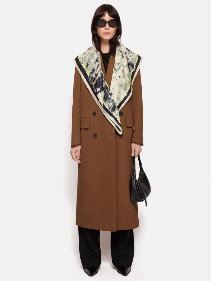 Jigsaw Floral Echo Silk Twill Scarf Grey Women Ponchos and Scarves