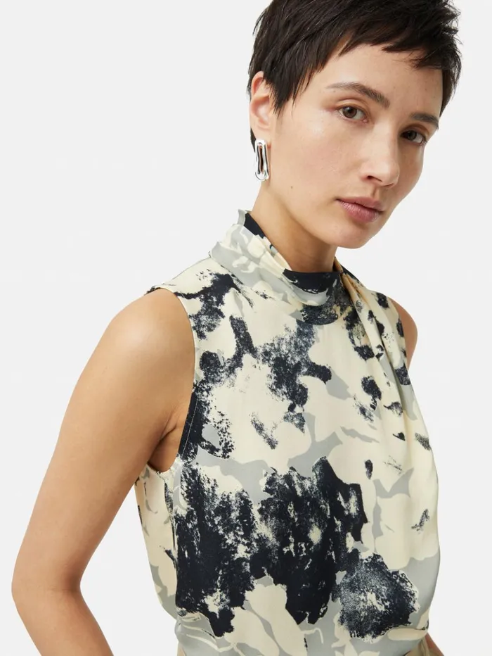 Jigsaw Floral Echo Sleeveless Top Grey Women Shirts and Tops
