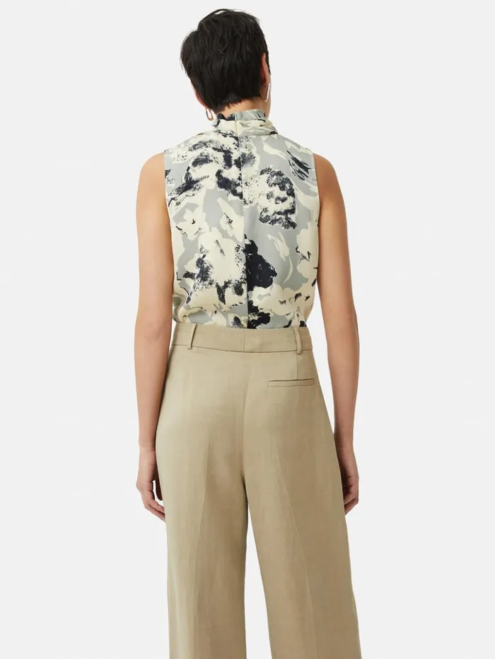 Jigsaw Floral Echo Sleeveless Top Grey Women Shirts and Tops