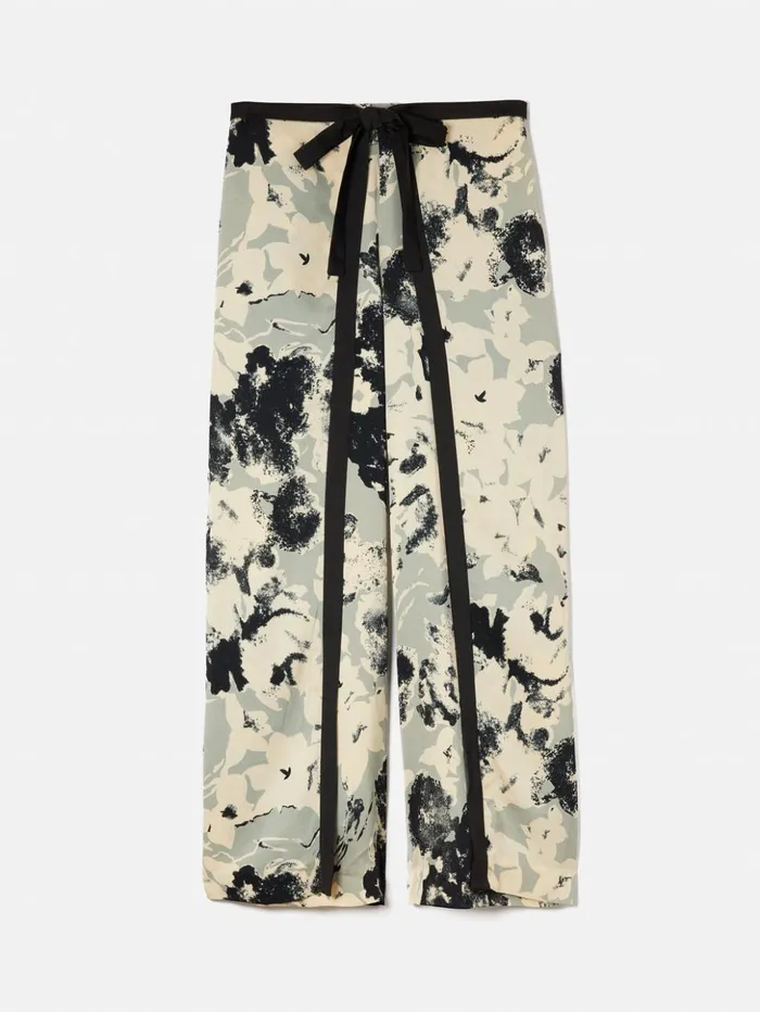 Jigsaw Floral Echo Wrap Trouser Grey Women Trousers