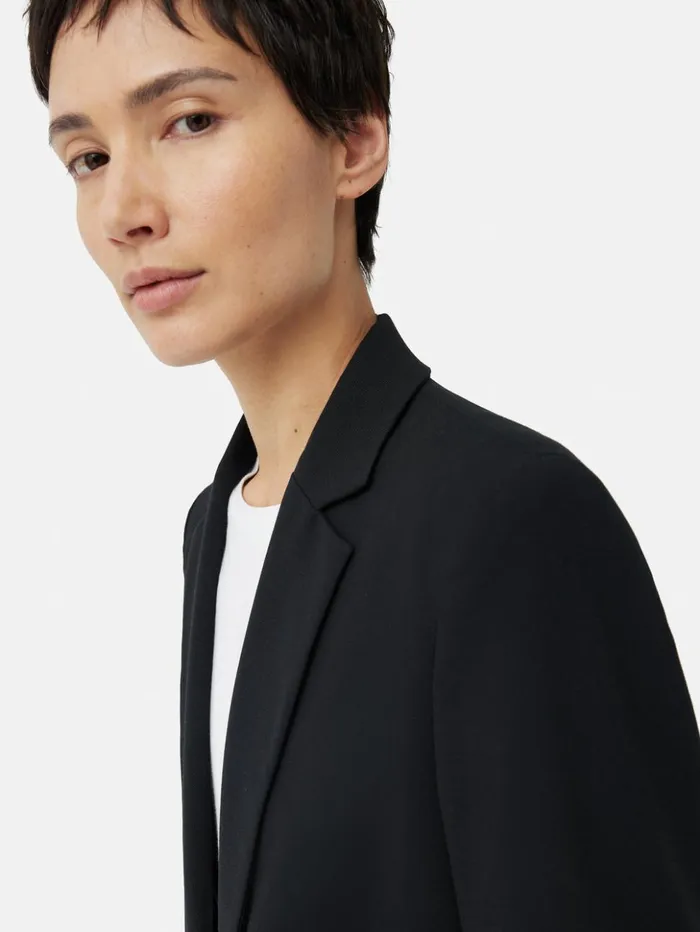 Jigsaw Fluid Twill Knox Blazer Black Women Coats and Jackets
