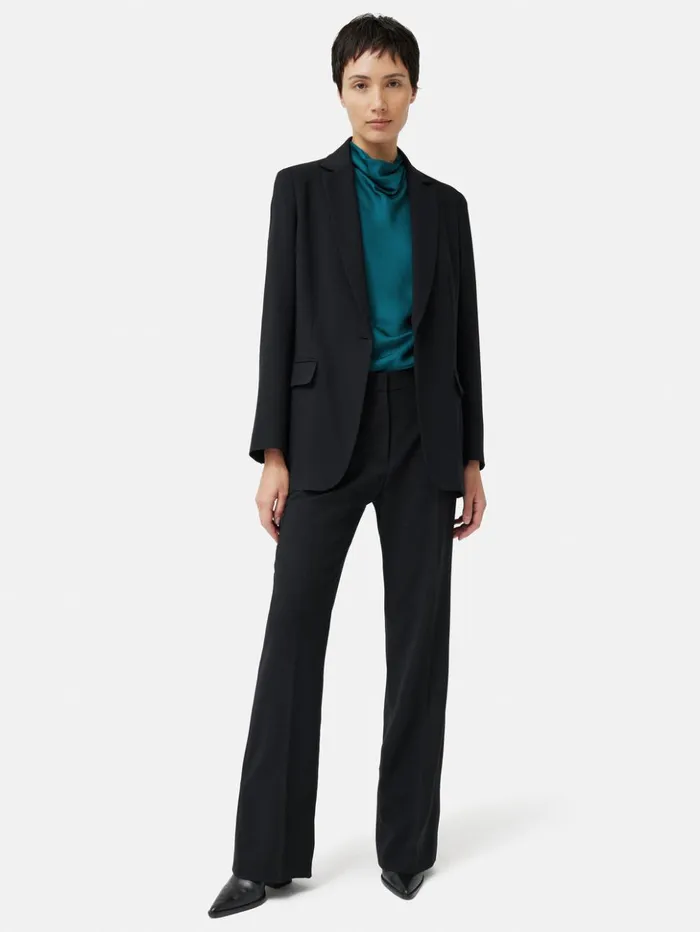 Jigsaw Fluid Twill Knox Blazer Black Women Coats and Jackets