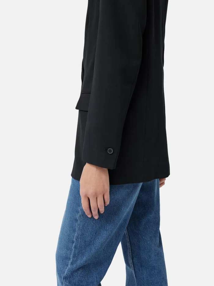 Jigsaw Fluid Twill Knox Blazer Black Women Coats and Jackets