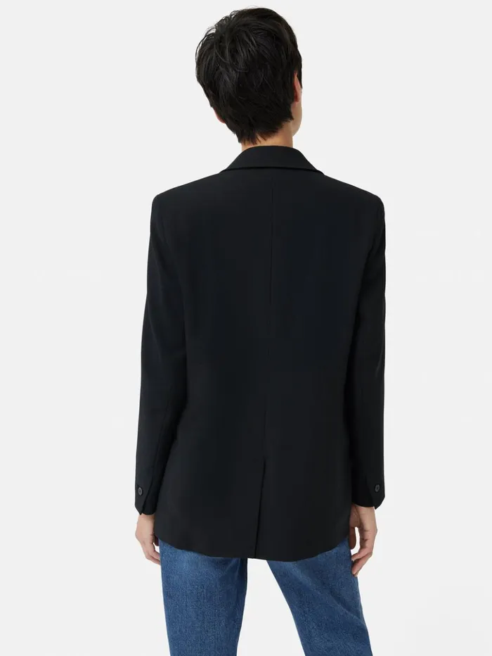 Jigsaw Fluid Twill Knox Blazer Black Women Coats and Jackets