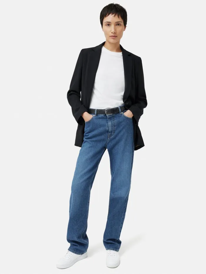 Jigsaw Fluid Twill Knox Blazer Black Women Coats and Jackets