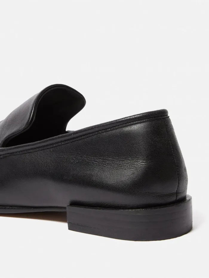 Jigsaw Frame Leather Loafer Black Women Flats