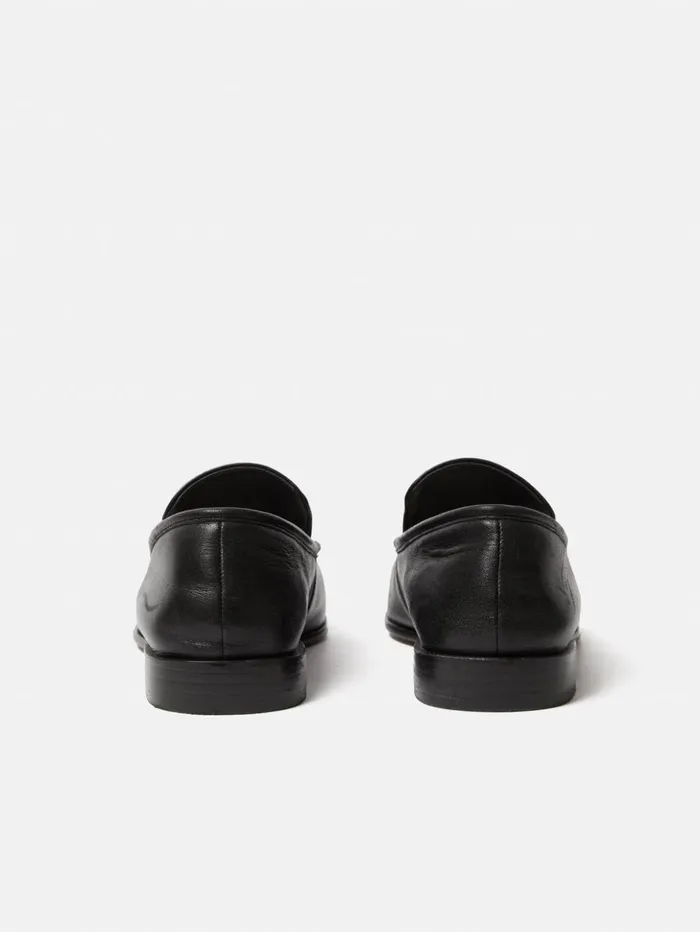 Jigsaw Frame Leather Loafer Black Women Flats
