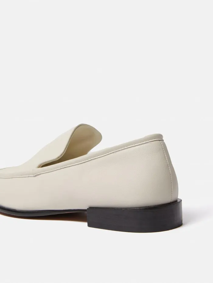 Jigsaw Frame Leather Loafer White Women Flats