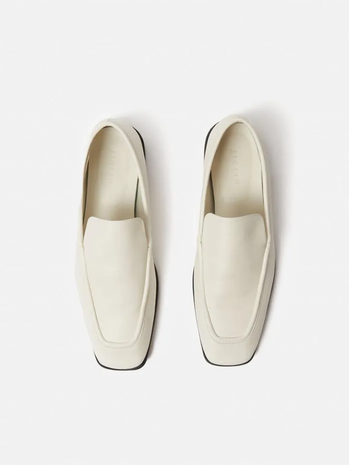 Jigsaw Frame Leather Loafer White Women Flats