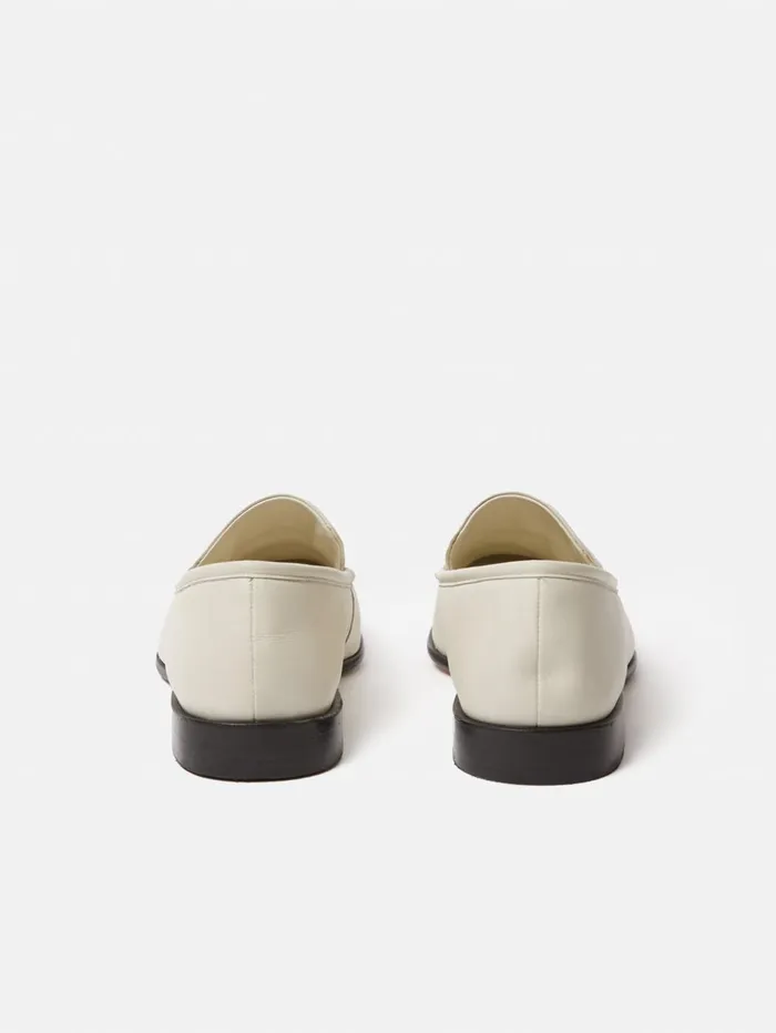 Jigsaw Frame Leather Loafer White Women Flats