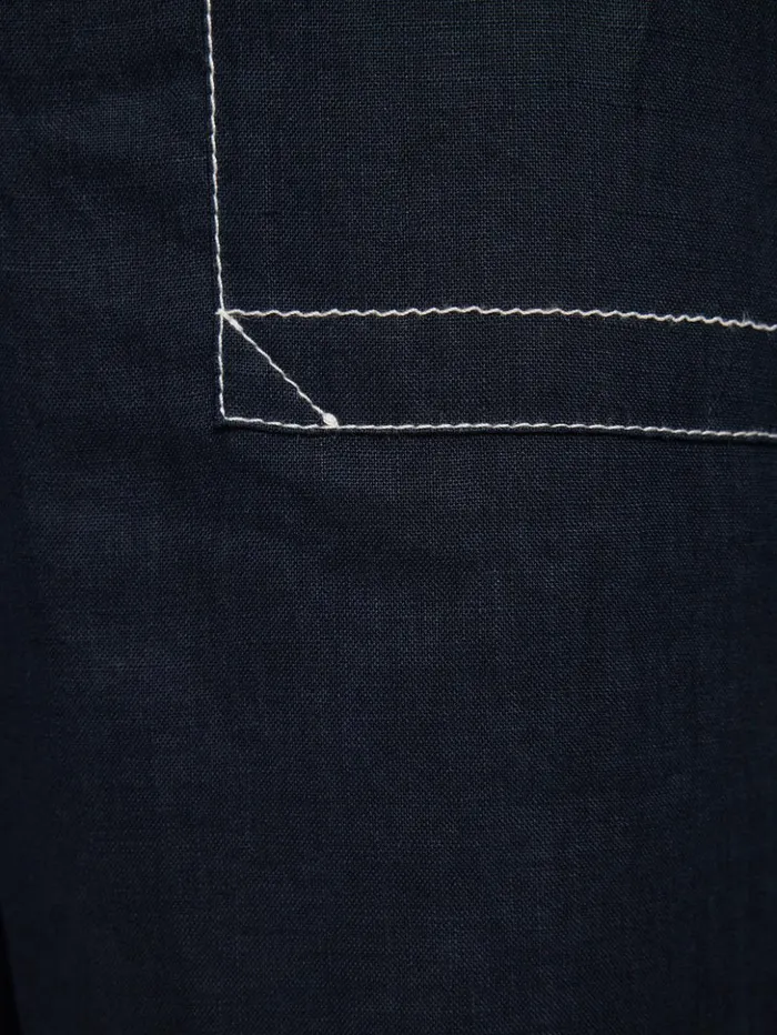 Jigsaw French Linen Cropped Trouser Navy Women Trousers