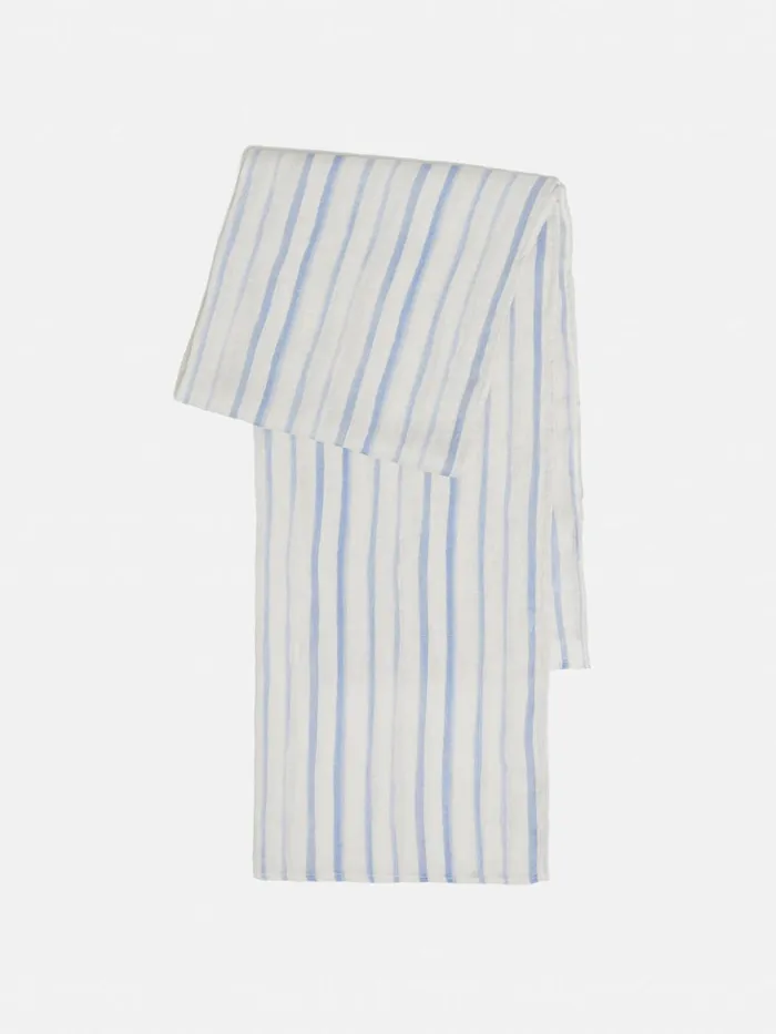 Jigsaw French Linen Stripe Scarf Blue Women Ponchos and Scarves