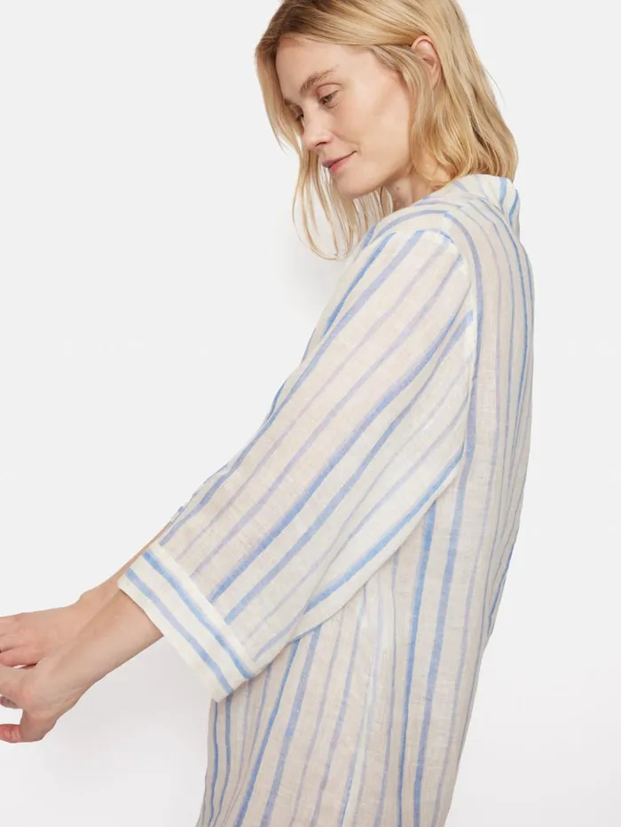 Jigsaw French Linen Stripe Tunic Dress Blue Women Dresses and Jumpsuits