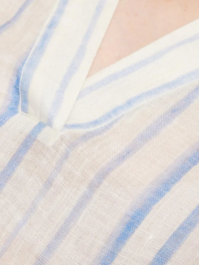 Jigsaw French Linen Stripe Tunic Dress Blue Women Dresses and Jumpsuits