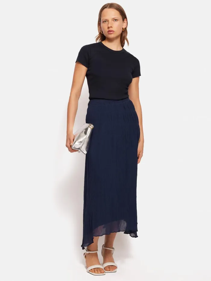Jigsaw Gauze Viscose Ruched Skirt Blue Women Skirts