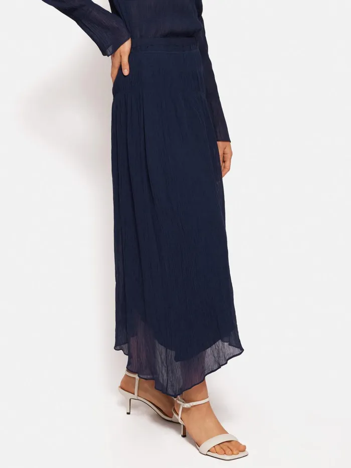 Jigsaw Gauze Viscose Ruched Skirt Blue Women Skirts