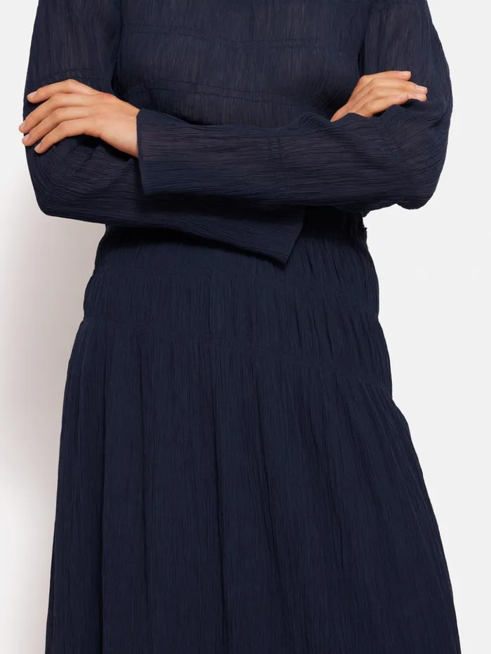 Jigsaw Gauze Viscose Ruched Skirt Blue Women Skirts