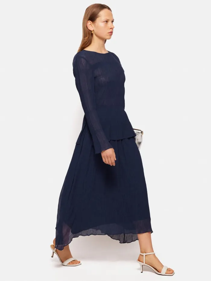 Jigsaw Gauze Viscose Ruched Skirt Blue Women Skirts