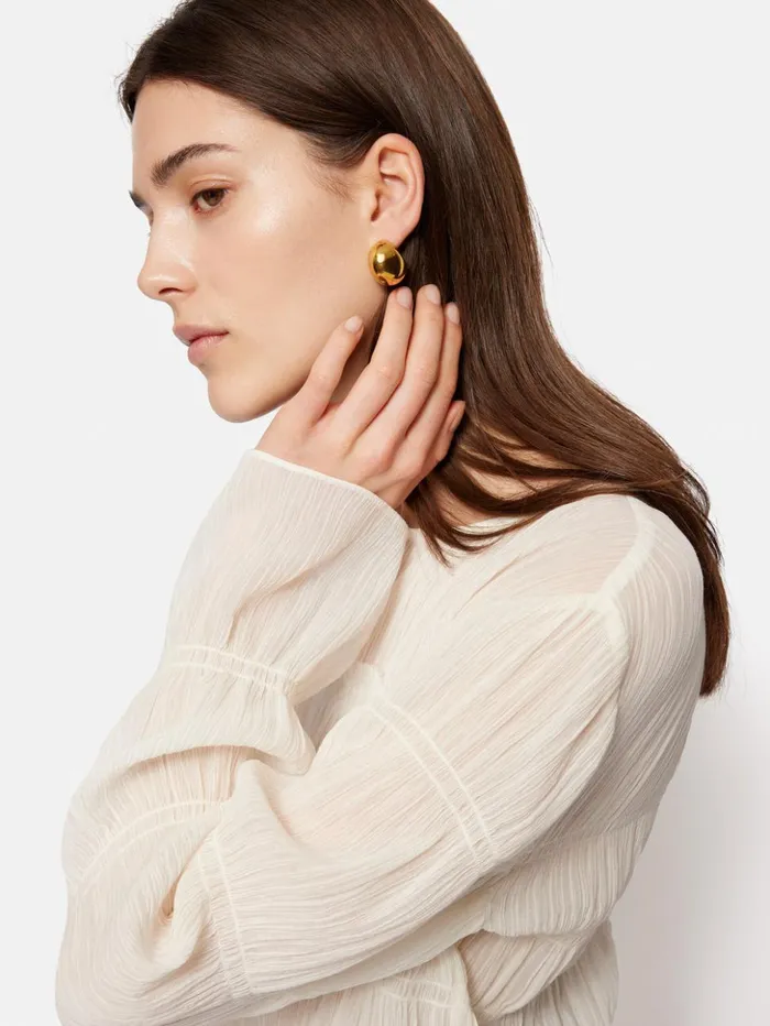 Jigsaw Gauze Viscose Ruched Top Ivory Women Shirts and Tops